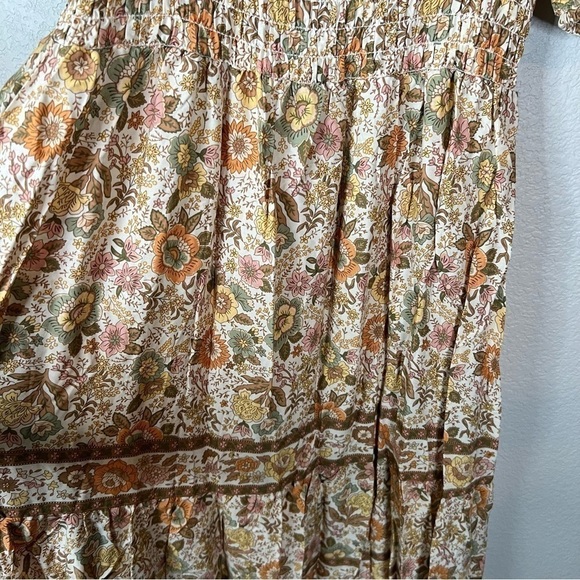 Moonsea Floral Smocked Puff Sleeve Midi Dress Size L - Picture 8 of 9